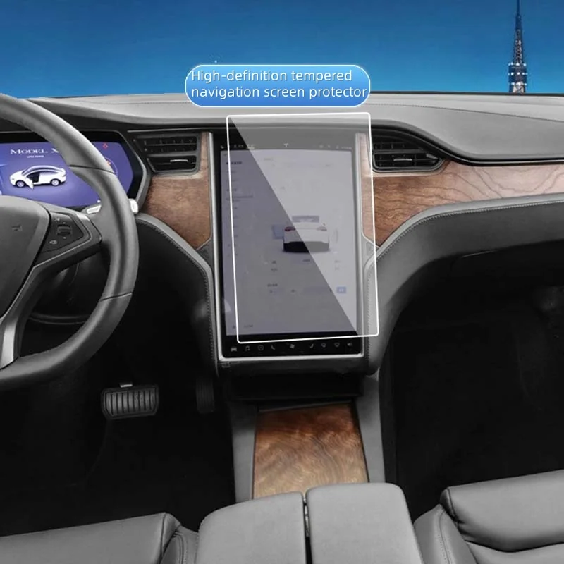 Protective glass fitted to a vehicle's central display